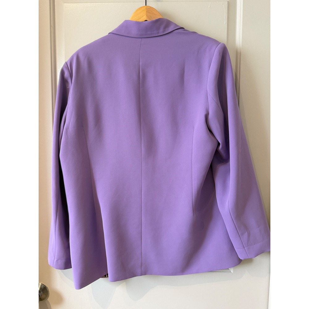 Purple Lavender Blazer XL Leopard Print Lined Single Button Jacket - Picture 8 of 14